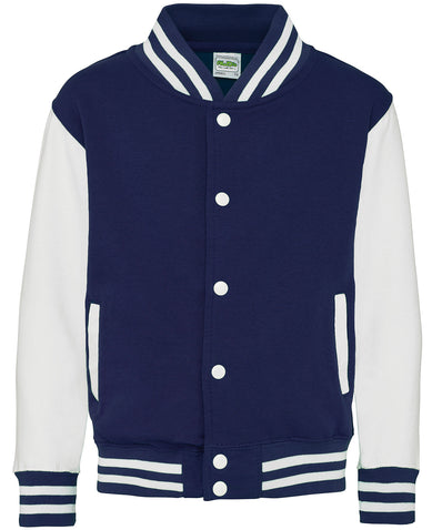 Kids Varsity Jacket - Oxford Navy/White