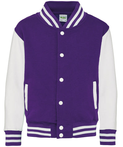Kids Varsity Jacket - Purple/White