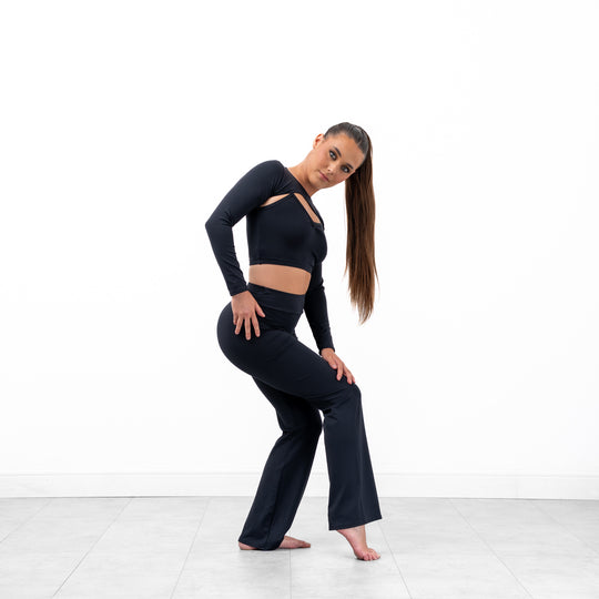 Pandr High Waist Flared Leggings - Black