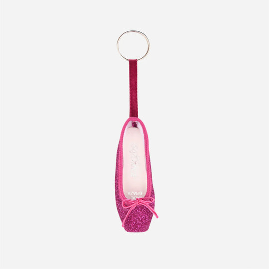 Mini Pointe Shoe Glitter Keyring - Rose