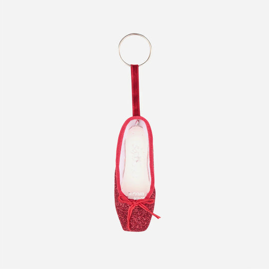 Mini Pointe Shoe Glitter Keyring - Red