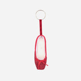 Mini Pointe Shoe Glitter Keyring - Red