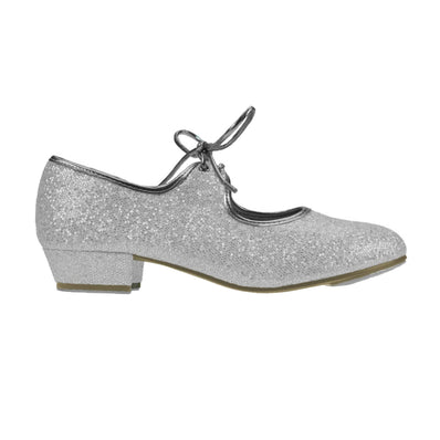 Glitter Tap Shoe Low Heel - Silver