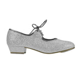 Glitter Tap Shoe Low Heel - Silver