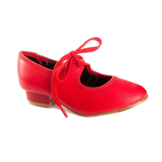 T&P Red PU Low Heel Tap Shoe