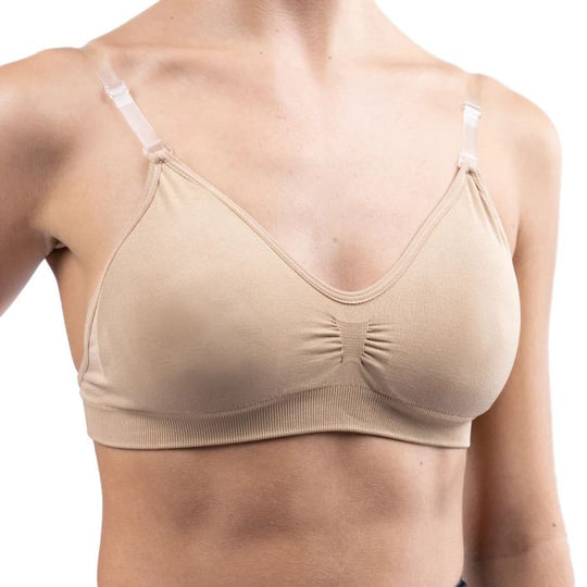 Silky Ladies Padded Seamless Clear Back Bra With Adjustable Straps - Nude