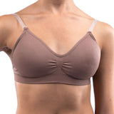Silky Ladies Padded Seamless Clear Back Bra With Adjustable Straps - Dark Nude