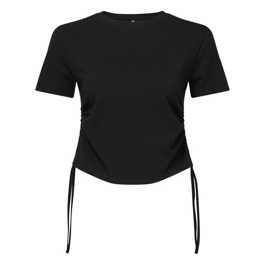 Womens Tie Ruched Crop top - Black