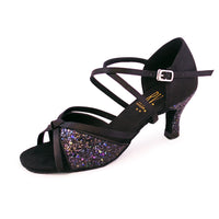 Roch Valley Calypso X-Strap Satin Sandal with Multi Coloured Glitter 2.5" Heel