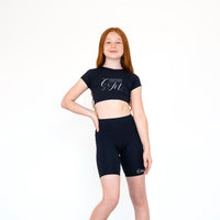 Stephanie Maskill Cap Sleeve Fitted Crop Top